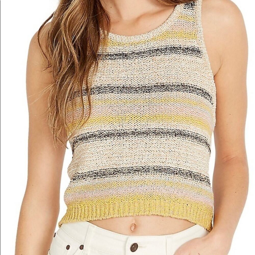 Buffalo David Bitton Knit Crochet Cottage Core Stripe Crop Tank size Medium